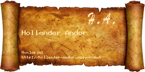 Hollender Andor névjegykártya
